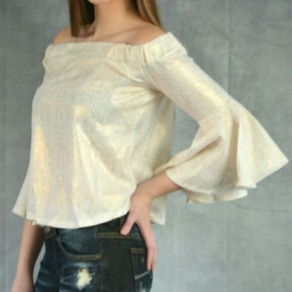 ‎Metallic Off Shoulder Top - Picture 4 of 16